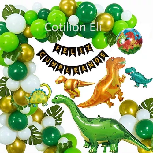 Set Deco Cumple Globos Dinosaurios Gigantes Cortina