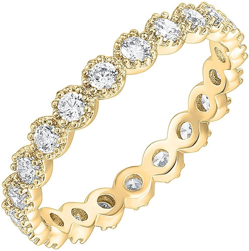 Imagen 1 de 2 de Oferta! Anillo Corona Baño Oro 18kt Circones Cúbicos Exclusi