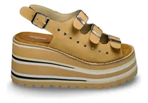 Comprar Sandalias Altas Con Taco Y Plataforma Marron Altas