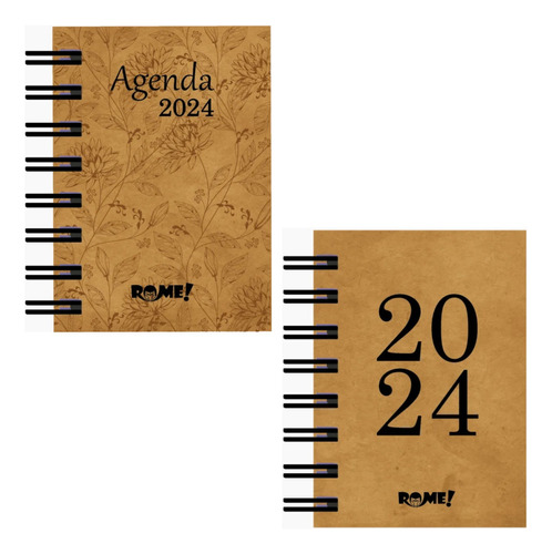 Agenda A7 2 Días Por Pagina Calendario Rome Rideo N8 Año 2024 Portada Kraft Al Azar