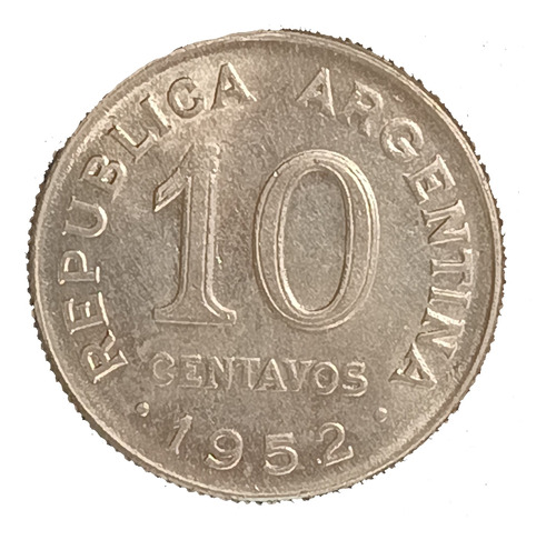 Argentina 10 Centavos 1952 Sin Circular Cj 238 Cuproniquel