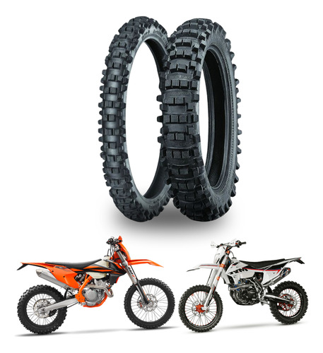 Par Pneu Trilha Kenda 80/100-21 + 100/100-18 K760 Trakmaster
