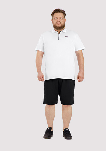 Camisa Polo Masculina Básica Plus Size Com Zíper