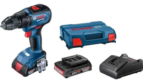 Imagen 7 de 9 de Taladro percutor atornillador inalámbrico de 13mm Bosch GSB 18V-50 18V + 2 baterías de 2Ah + accesorios con maletín de transporte 110V/220V