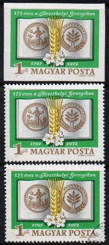 Hungría 3 Sellos 175° Academia Agrícola = 1 Sin Dentar 1972 