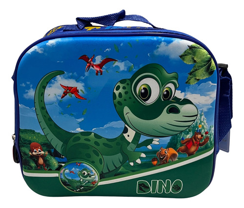 Lunchera Bolso Térmica Dinosaurios O Autos 3d Manija Correa