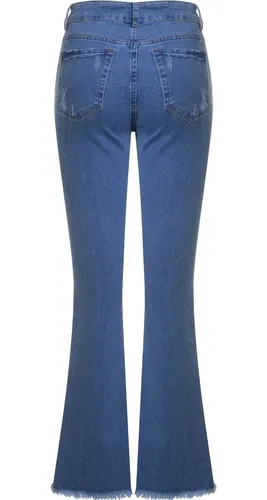 Cal a Jeans Flare Cintura Baixa Feminina Rasgadinha At 44