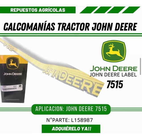 Calcomanías De Tractor John Deere 7515 L158987