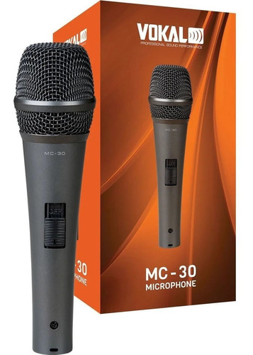 Microfone de Mão Com Cabo Para Igreja Vokal Mc30 Dinâmico Cardioide