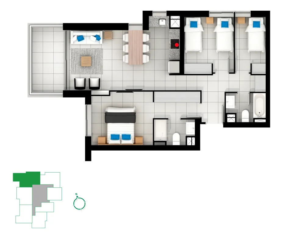 Imagen 3 de 5 de Arriendo Departamento Amoblado 3d/2b , 2 Estacionamiento