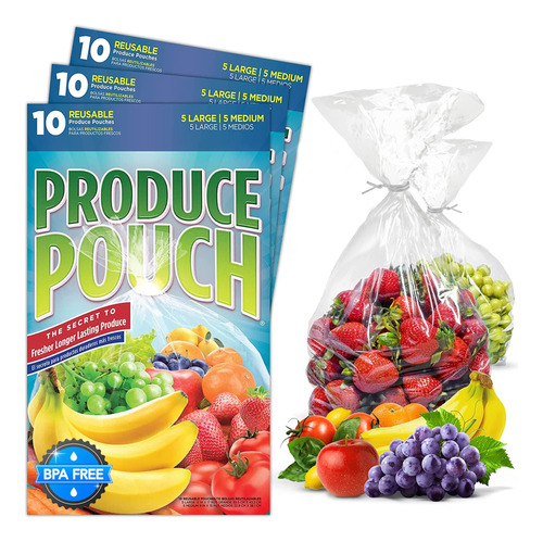 Produce Pouch Paquete De 30 (15m, 15l)  Bolsas Reutiliza.