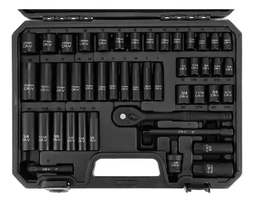 Kit De Chaves Jogo Chave Catraca 3/8 Soquetes Longos Preto