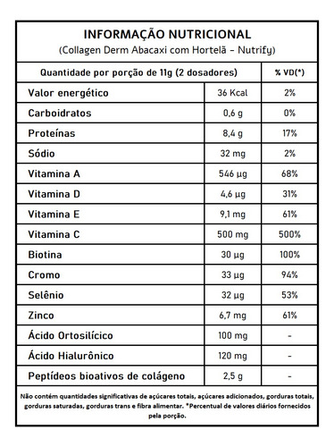 Collagen Derm Abacaxi Com Hortelã - Nutrify 330g