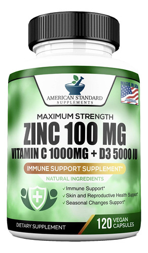 Zinc 100 Mg, Vitamina C 1000 Mg, Vitamina D 5000 Iu Por Porc