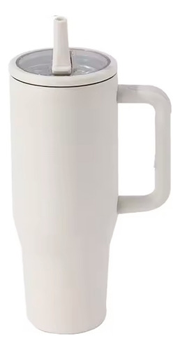 Termo 1200ml Doble Pared Térmico Acero Inoxidable Con Popote Blanco