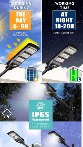 Imagen 7 de 10 de Foco Solar Led 200w Exterior C/ Sensor Y Control + Brazo Pro
