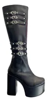 Comprar Botas Bucaneras Caña Alta Hebillas Plataforma Cierre Moda