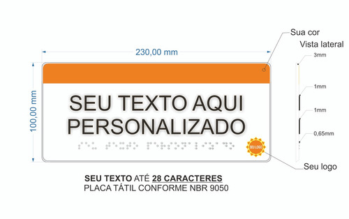 02 Pçs Placa Indicação Braille Relevo Personalizada