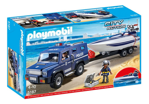 Coche De Policía Con Lancha A Pila Playmobil Ploppy.3 275187