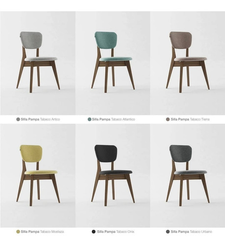 Imagen 2 de 10 de Silla Comedor Madera Tapizada Modelo Pampa La Valenziana