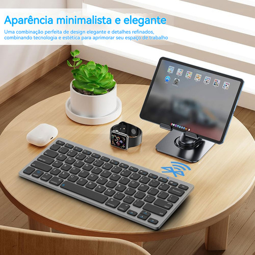 Teclado E Mouse Sem Fio Slim E Silencioso Com Usb Bluetooth