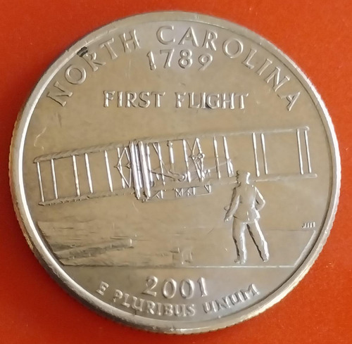 Moeda Americana Eua 1/4 Dólar 2001 North Carolina 132-246 (Usado)