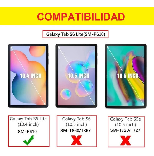 Funda Giratoria + Mica D Vidrio 9h Samsung Tab S6 Lite P610