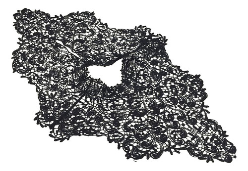 Collar Negro Floral Escote Borde De Encaje De Coser Apliques