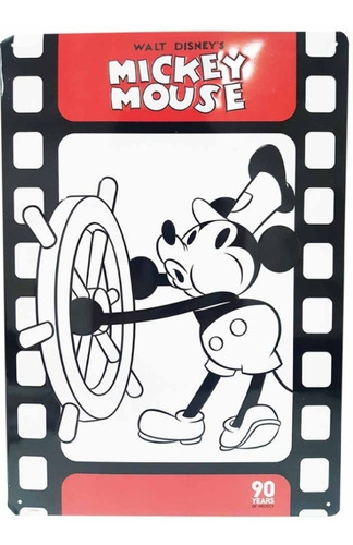 1 Cuadro Vintage Metalico Con Relieve Mickey Mouse 