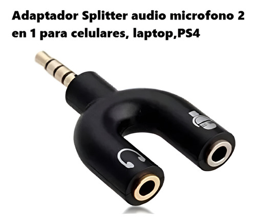 Divisor Sonido Microfono Audifono Adaptador 3.5 Mm Audio Pc
