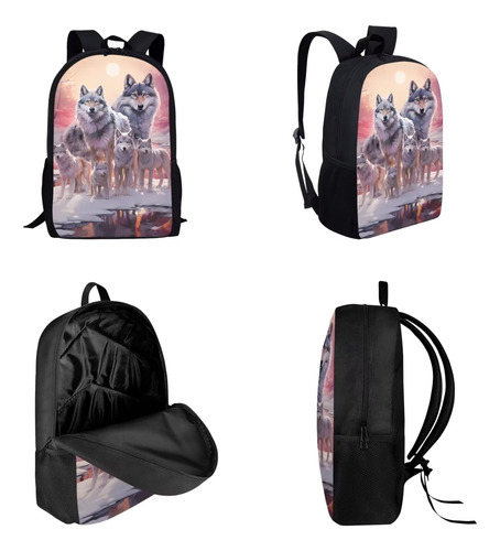 Conjunto De Mochila Infantil Salabomia 3d Wolf 3 Pcs Para Me