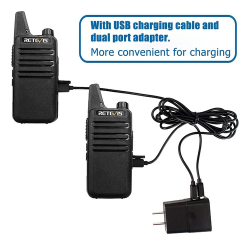 Walkie-talkie Retevis Mini RT22 com 2 rádios e frequência UHF cor preto