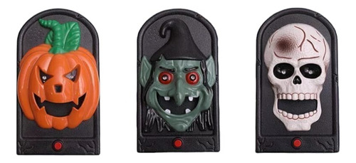 Campainha De Porta Halloween C/ Luz E Som Cor Abóbora Pilha