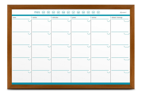 Pizarron Blanco Calendario Mensual Reusable Oficina 60x90cm