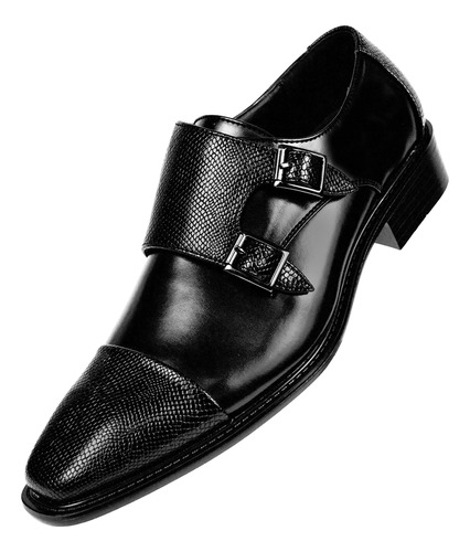 Bolano Mens Negro Smooth Doble Monk Strap  B01ly9fnnx_190324