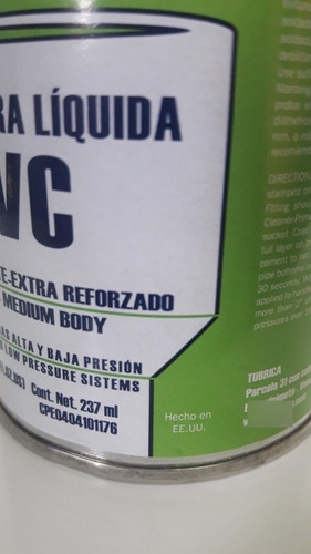 Pega Para Tuberia Pvc 1/16 Alta Y Baja Presión Tubrica 237ml