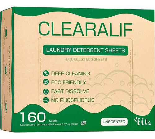Clearalif Hojas De Detergente Para Ropa De Hasta 160 Cargas 