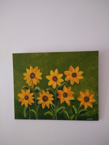 Cuadro Pintado A Mano En Acrílico /girasoles