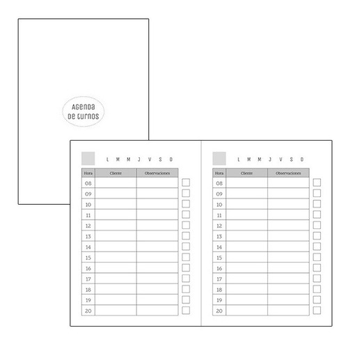 Agenda Perpetua De Turnos Imprimible A5 (minimalista)