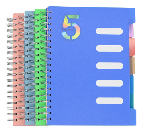 Cuaderno De 5 Materias, 4 Unidades, 4 Colores, 10 X 7 Pulgad