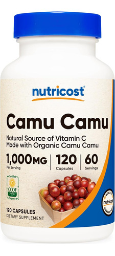 Camu Camu Orgánico Puro + Vit C 1200mg 120caps Sist Inmune