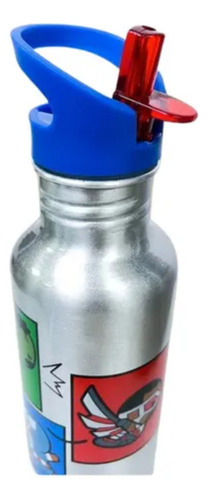 Botella Metalica Bombilla Marvel Kawaii 600ml Avengers