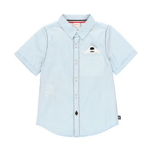 Camisa Boboli Para Niños Azul Manga Corta Casual Formal