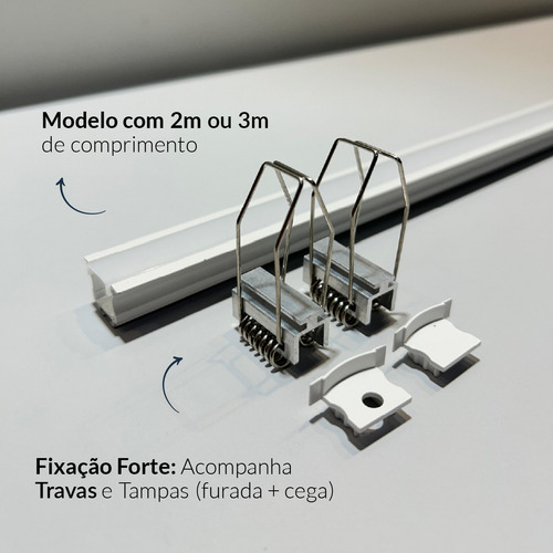 Perfil Led Barra Risque Inside 24x15mm 2 Metros Embutir Branco Em Aluminio Cod:338255608 Deluxe By Avant