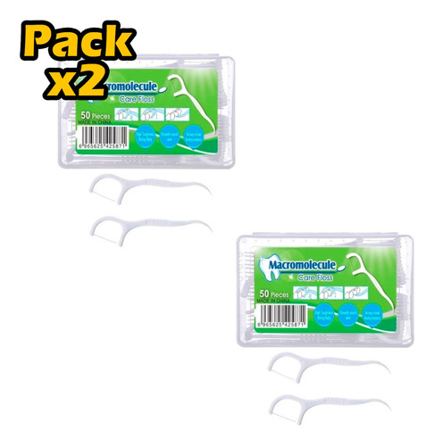Pack X2 Palillo Hilo Dental Flosser Limpieza 100 Pcs