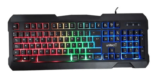 Teclado Gaming Unitec Iluminado Luz Rgb  Numérico Español