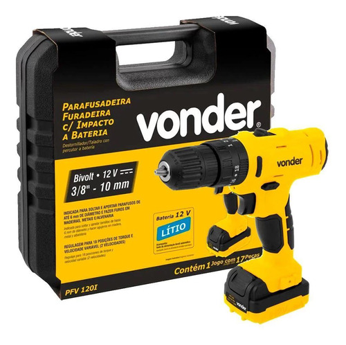 Parafusadeira/furadeira Impacto Vonder 12v Bivolt Pfv120i