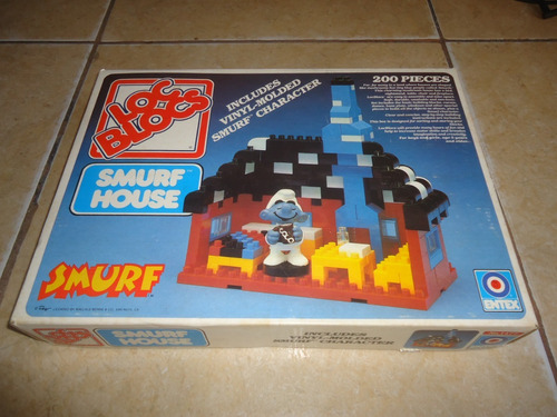 Smurf House Pitufos Loc Blocs Entex Peyo En Caja 1982 +++