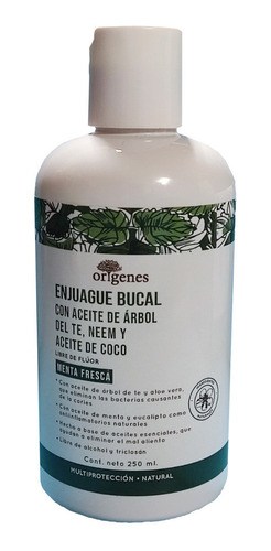 Enjuague Bucal Sin Alcohol, Con Arbol De Te, Neem Y Coco