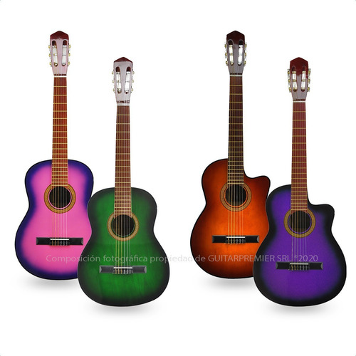 Imagen 10 de 10 de Guitarra Electrocriolla C/ Corte Acustica Funda Pua Colores